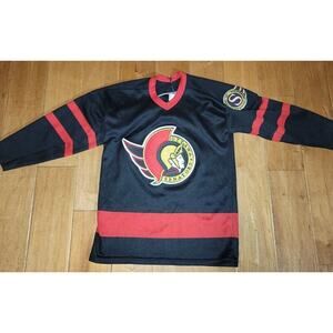 Vintage NHL CCM Ottawa Senators Black Sewn Hockey Jersey Womens S Boys XL